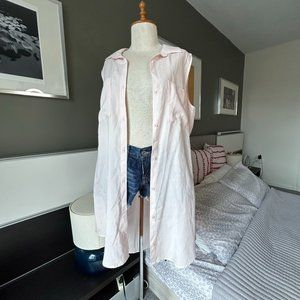 Cloth & Stone Button Down Sleeveless Dress in Blush Pink MEDIUM   - J896